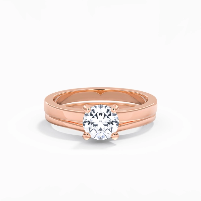 1.00ct Round Moissanite Wedding Ring Set 925 Sterling Silver Solitaire Prong Classic Straight Shank