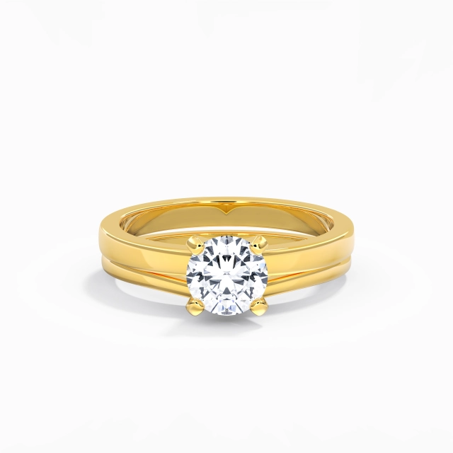 1.00ct Round Moissanite Wedding Ring Set 925 Sterling Silver Solitaire Prong Classic Straight Shank