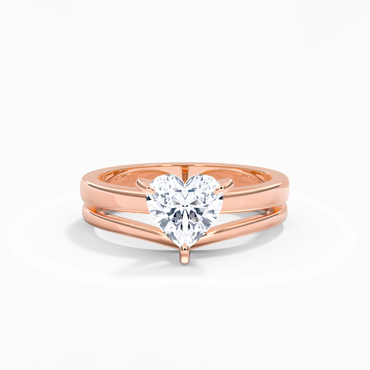 Classic Heart Cut Wedding Ring Set