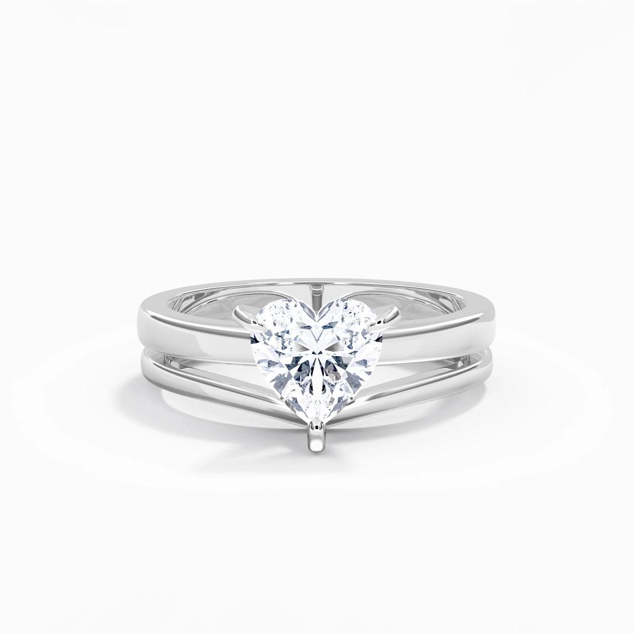 Classic Heart Cut Wedding Ring Set