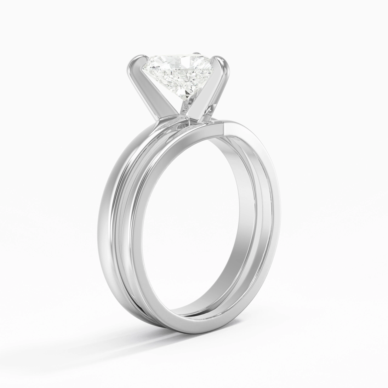 Classic Heart Cut Wedding Ring Set