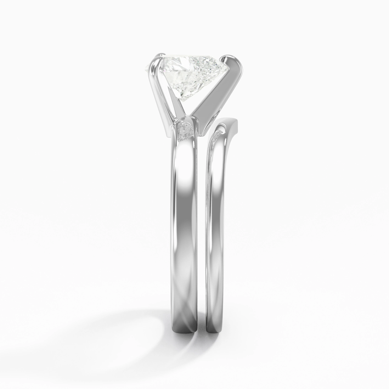Classic Heart Cut Wedding Ring Set
