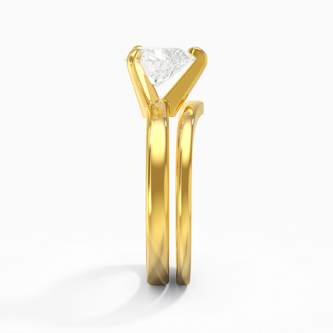 Classic Heart Cut Wedding Ring Set