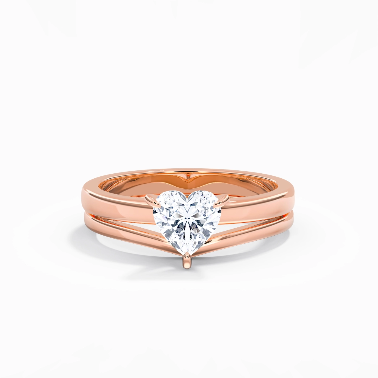 Classic Heart Cut Wedding Ring Set