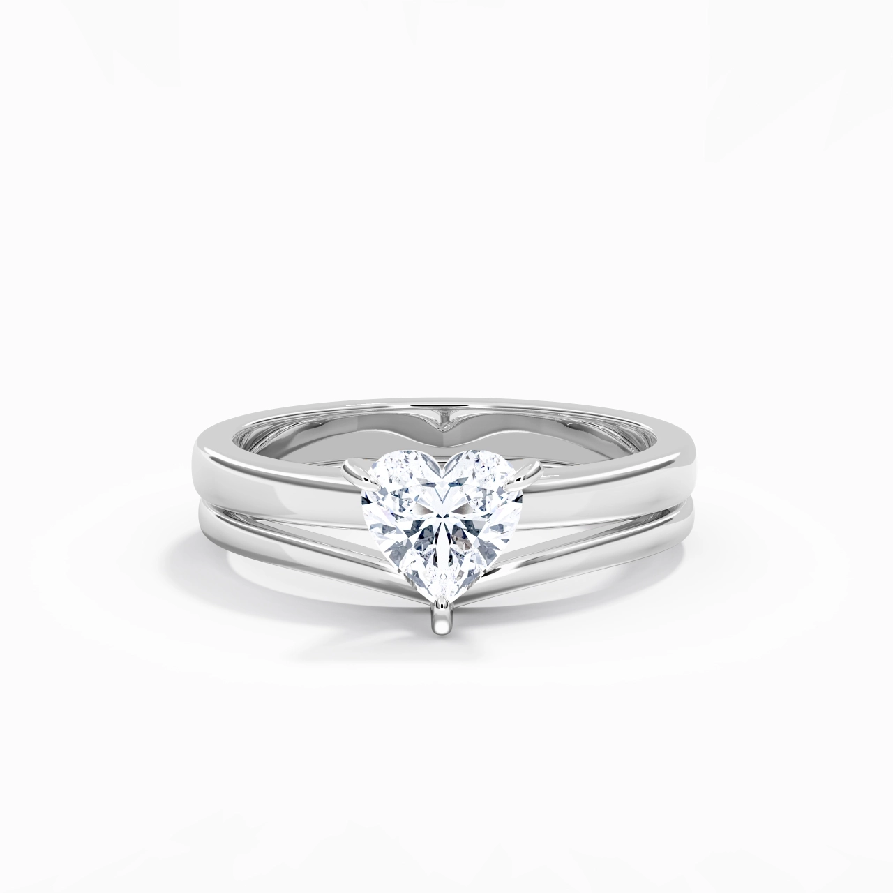 Classic Heart Cut Wedding Ring Set