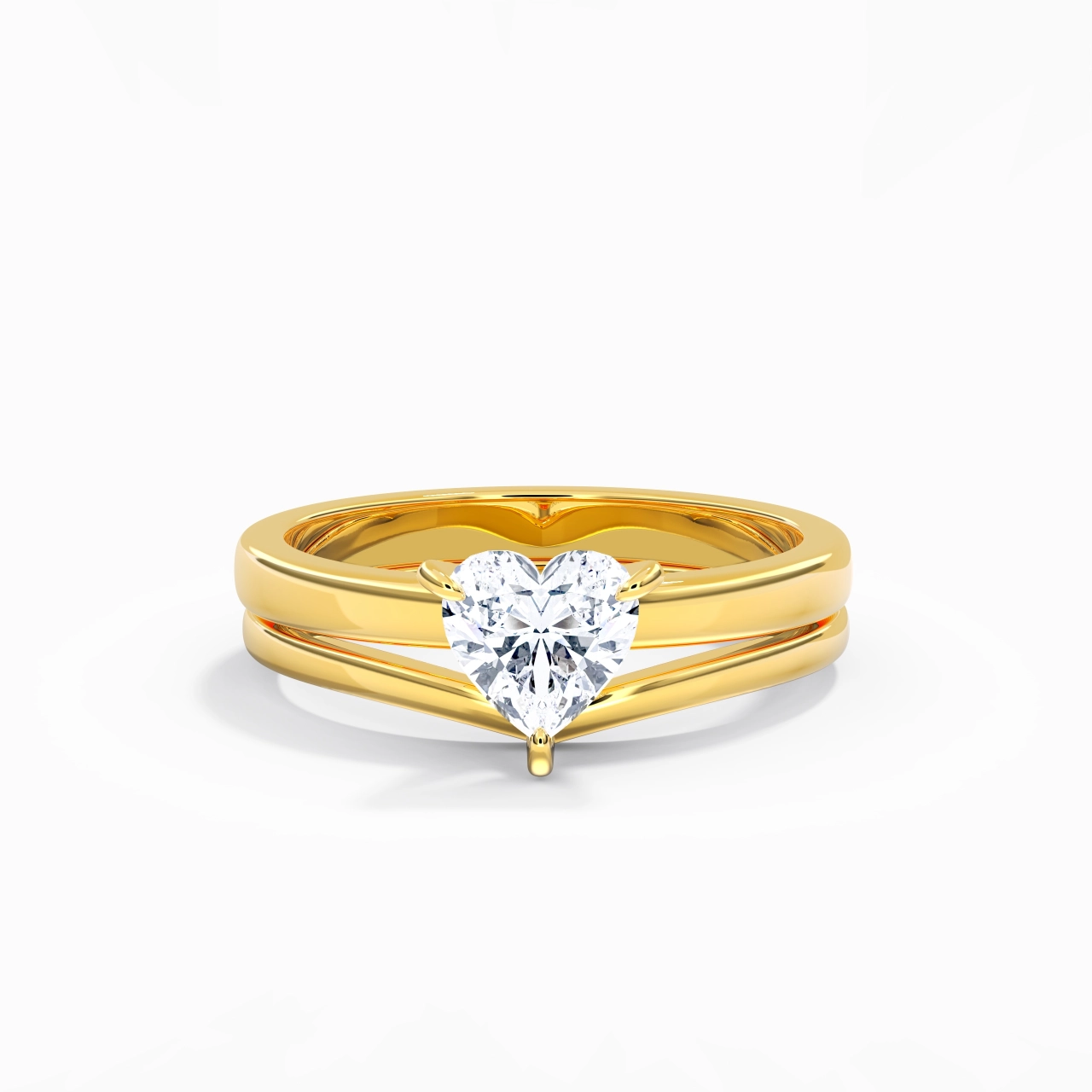 Classic Heart Cut Wedding Ring Set