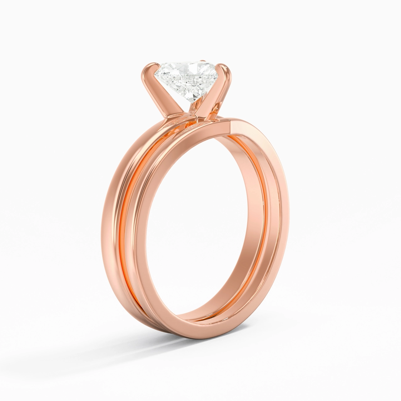 Classic Heart Cut Wedding Ring Set