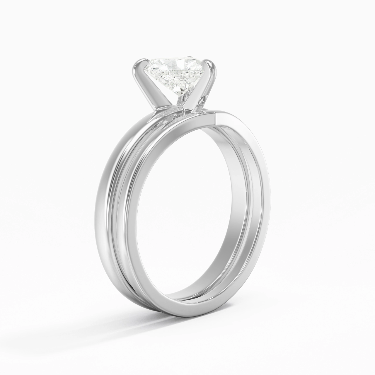 Classic Heart Cut Wedding Ring Set