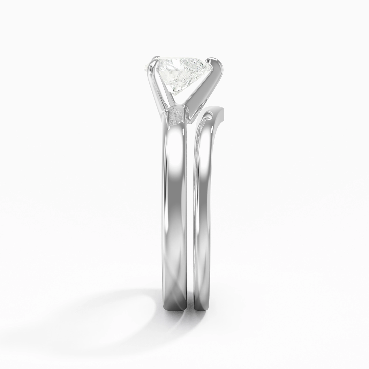 Classic Heart Cut Wedding Ring Set