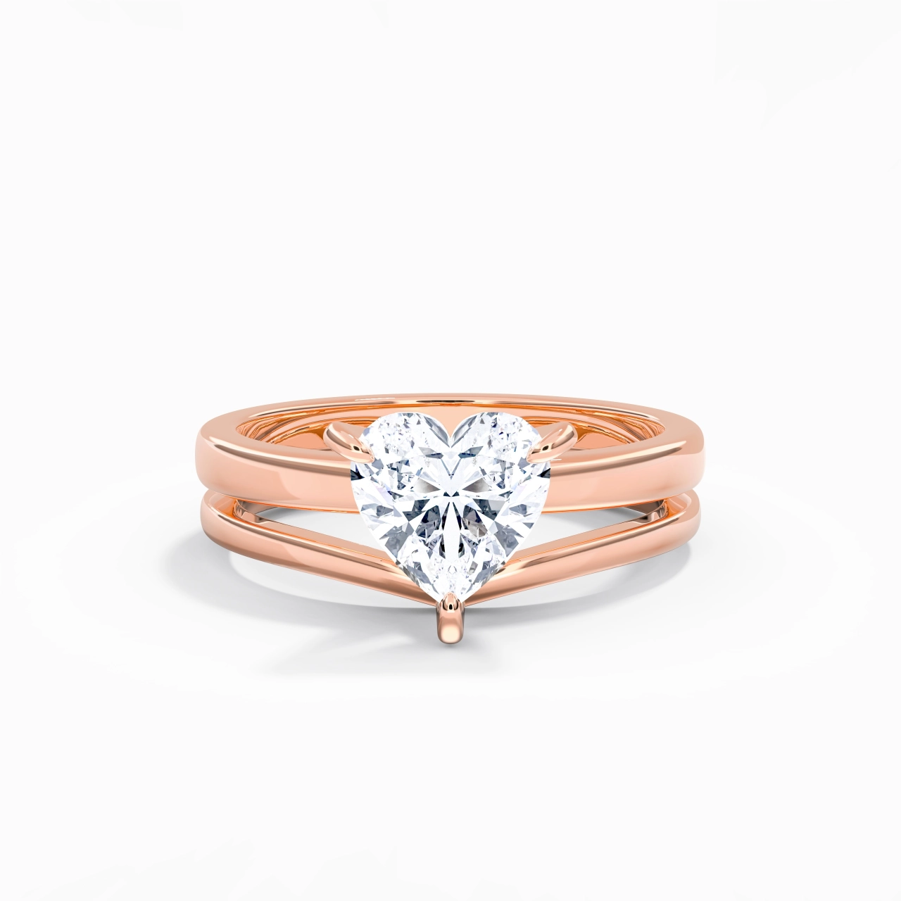 Classic Heart Cut Wedding Ring Set