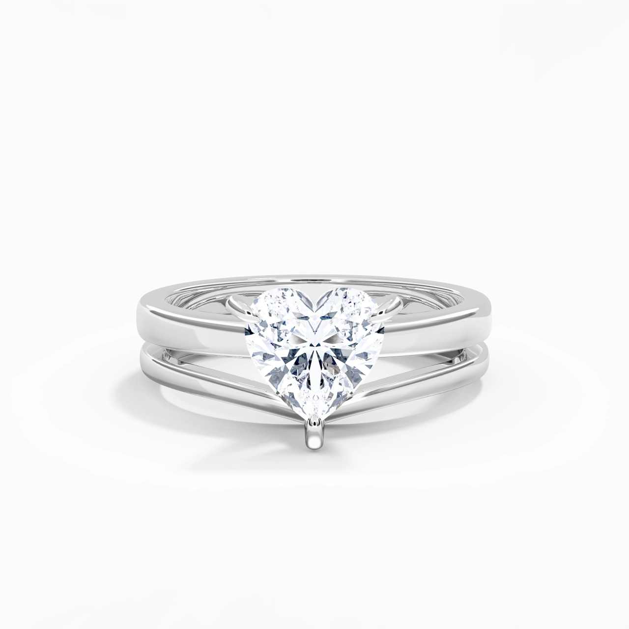 Classic Heart Cut Wedding Ring Set