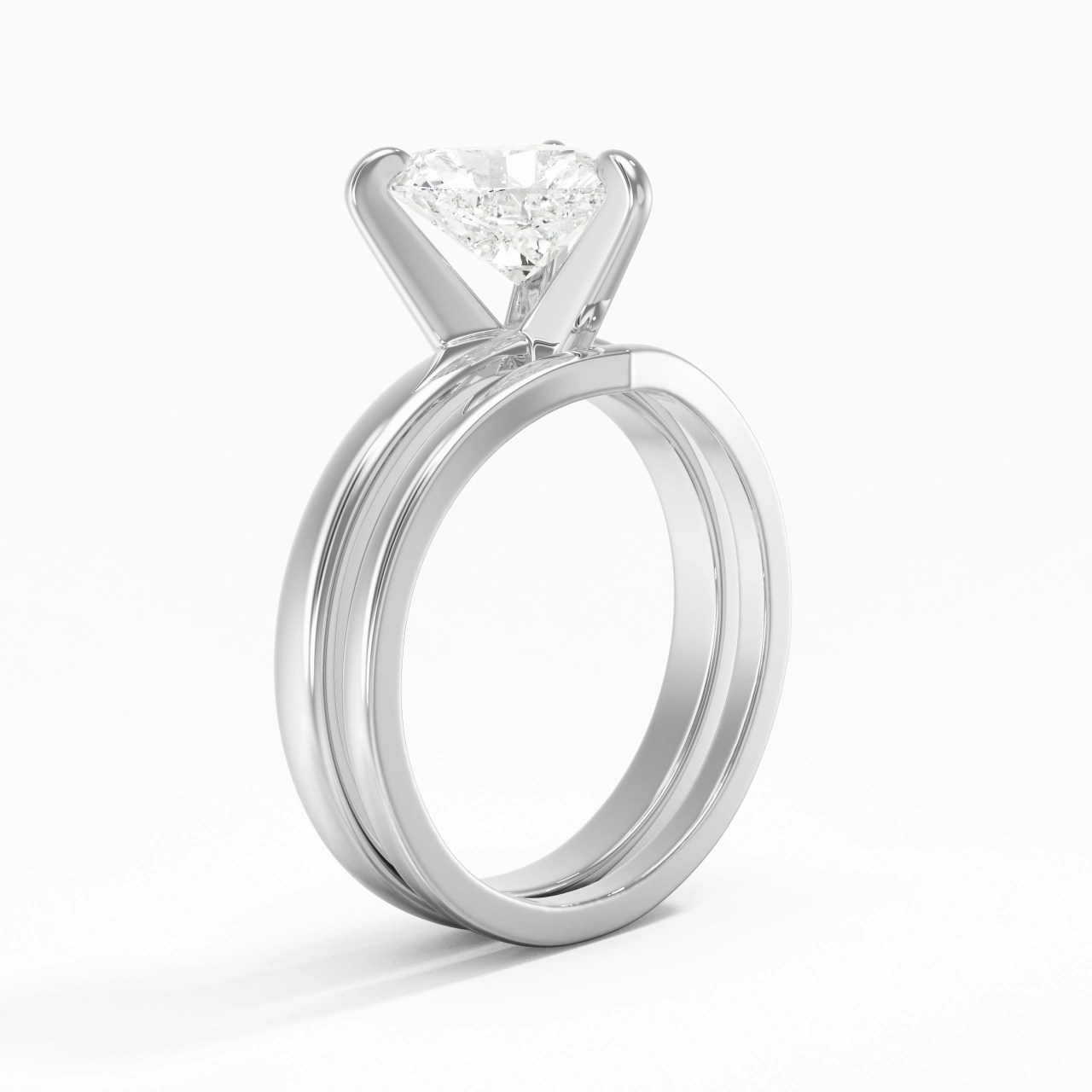 Classic Heart Cut Wedding Ring Set