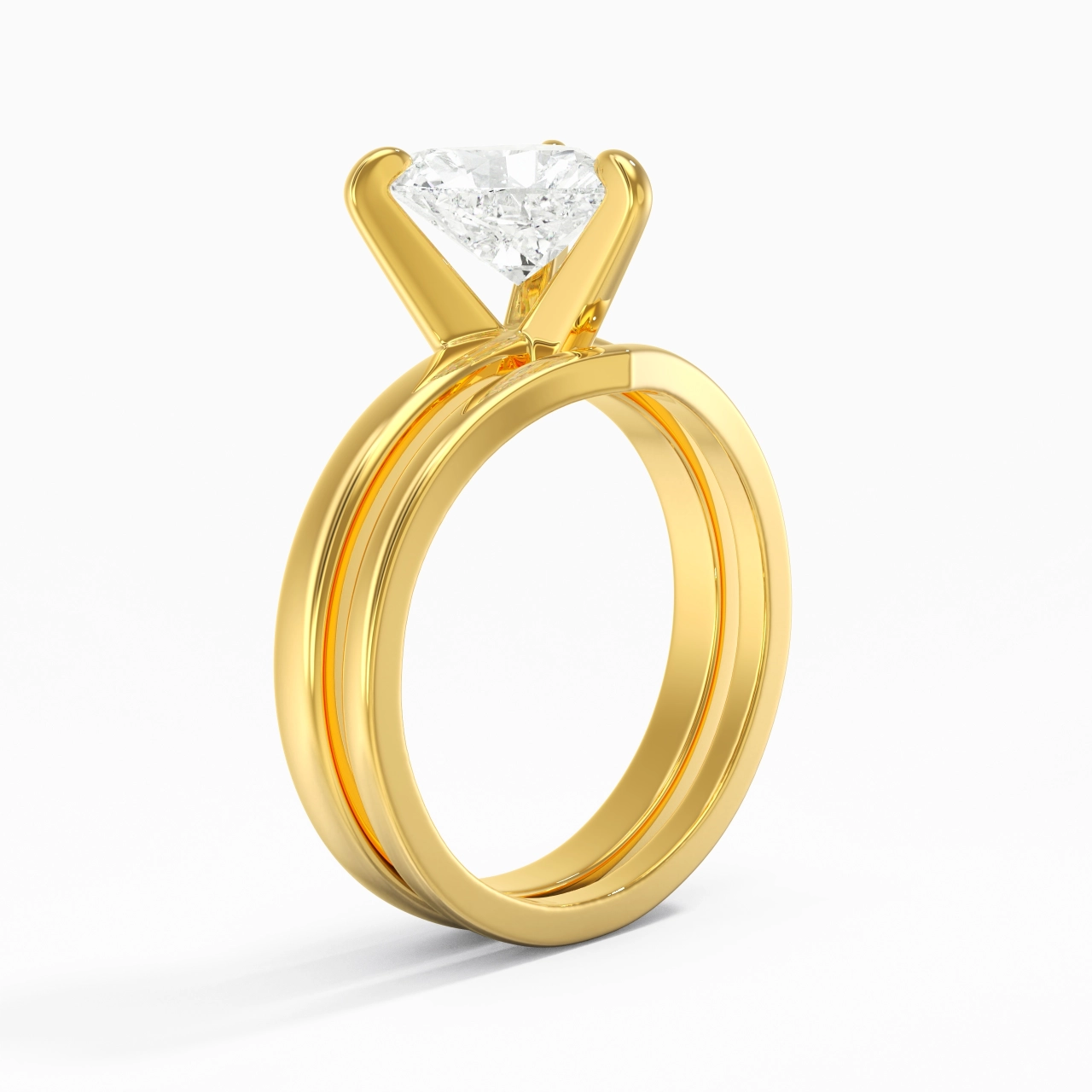 Classic Heart Cut Wedding Ring Set
