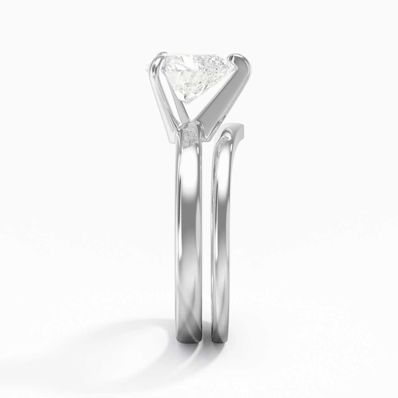Classic Heart Cut Wedding Ring Set