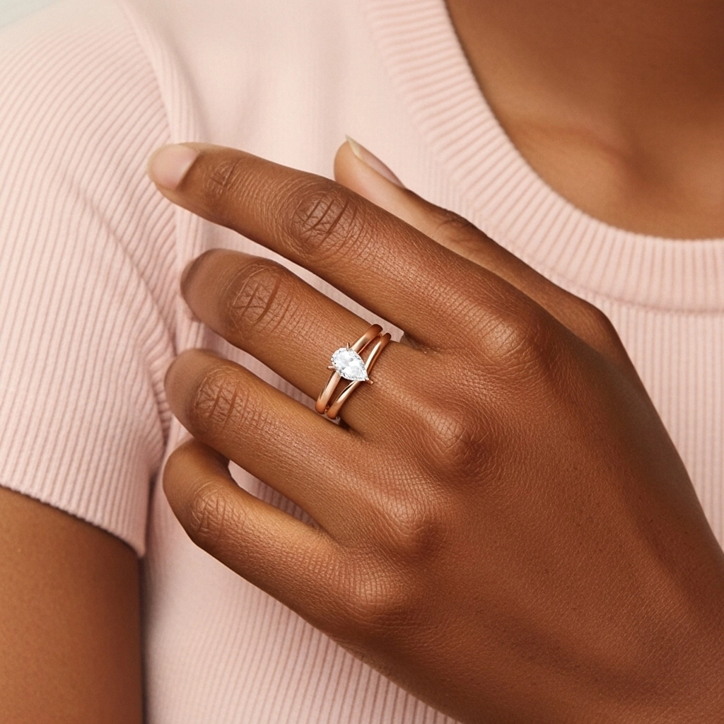 Classique Poire Coupé Ensemble d'alliances