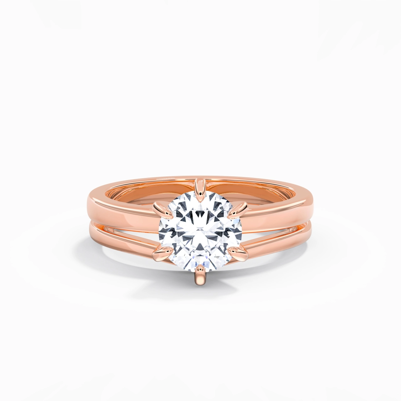 Classic Round Cut Wedding Ring Set