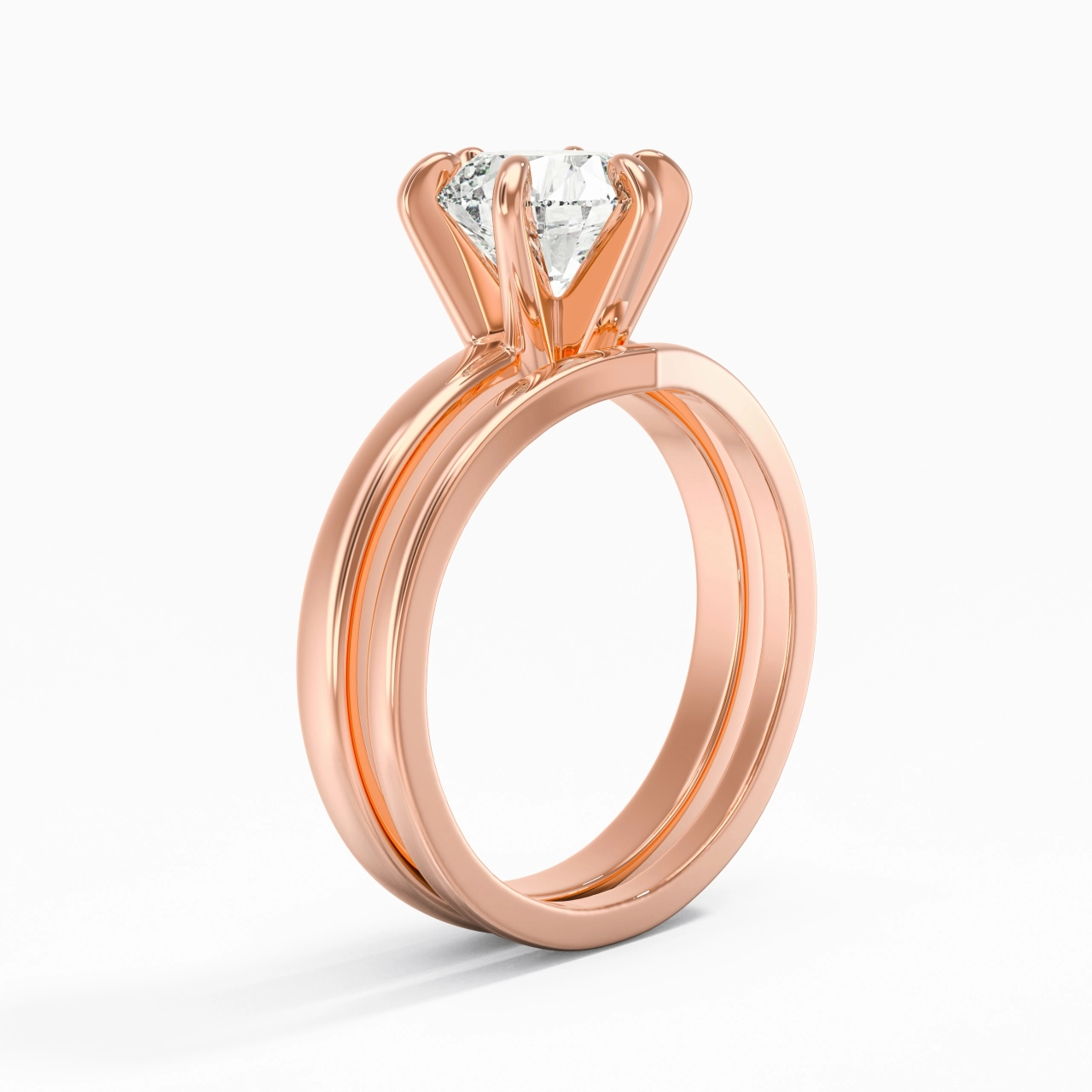 Classic Round Cut Wedding Ring Set