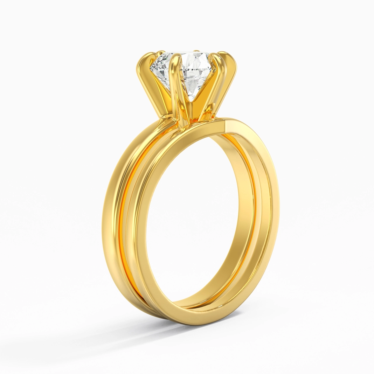 Classic Round Cut Wedding Ring Set