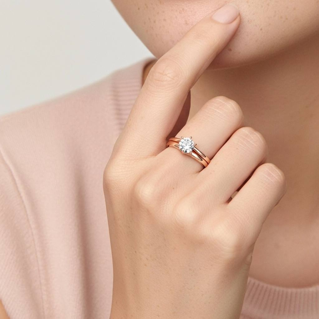 Classic Round Cut Wedding Ring Set