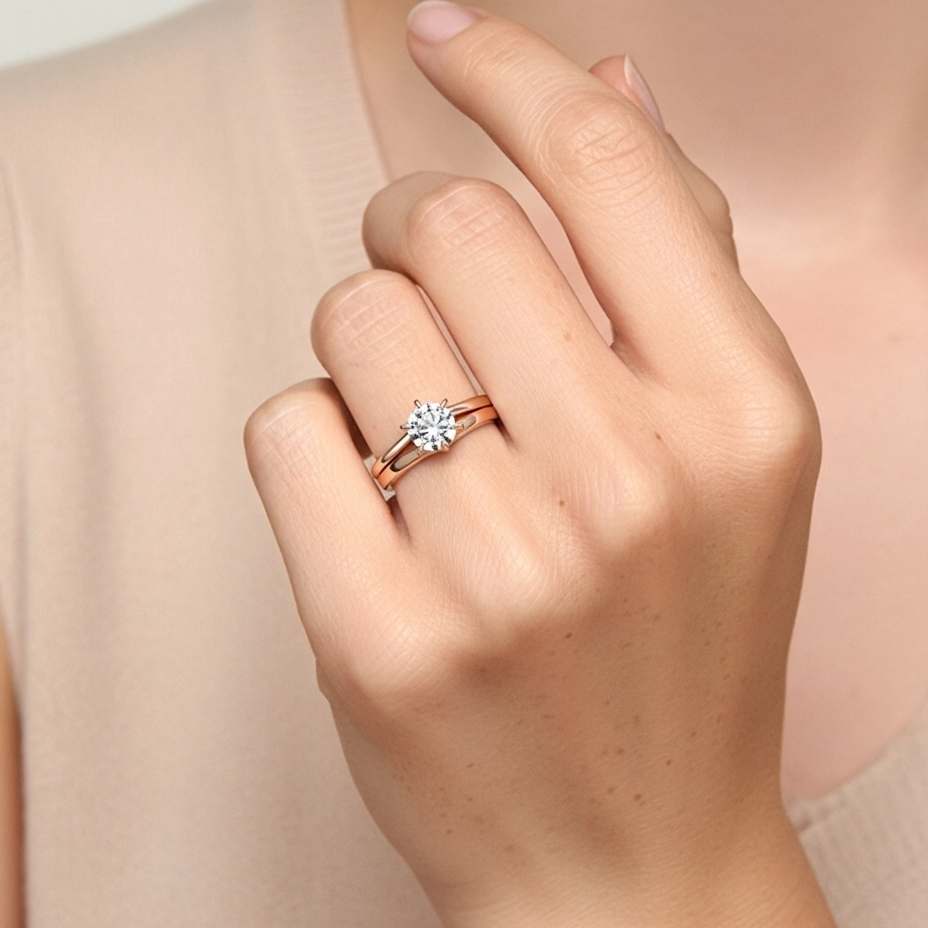 Classic Round Cut Wedding Ring Set