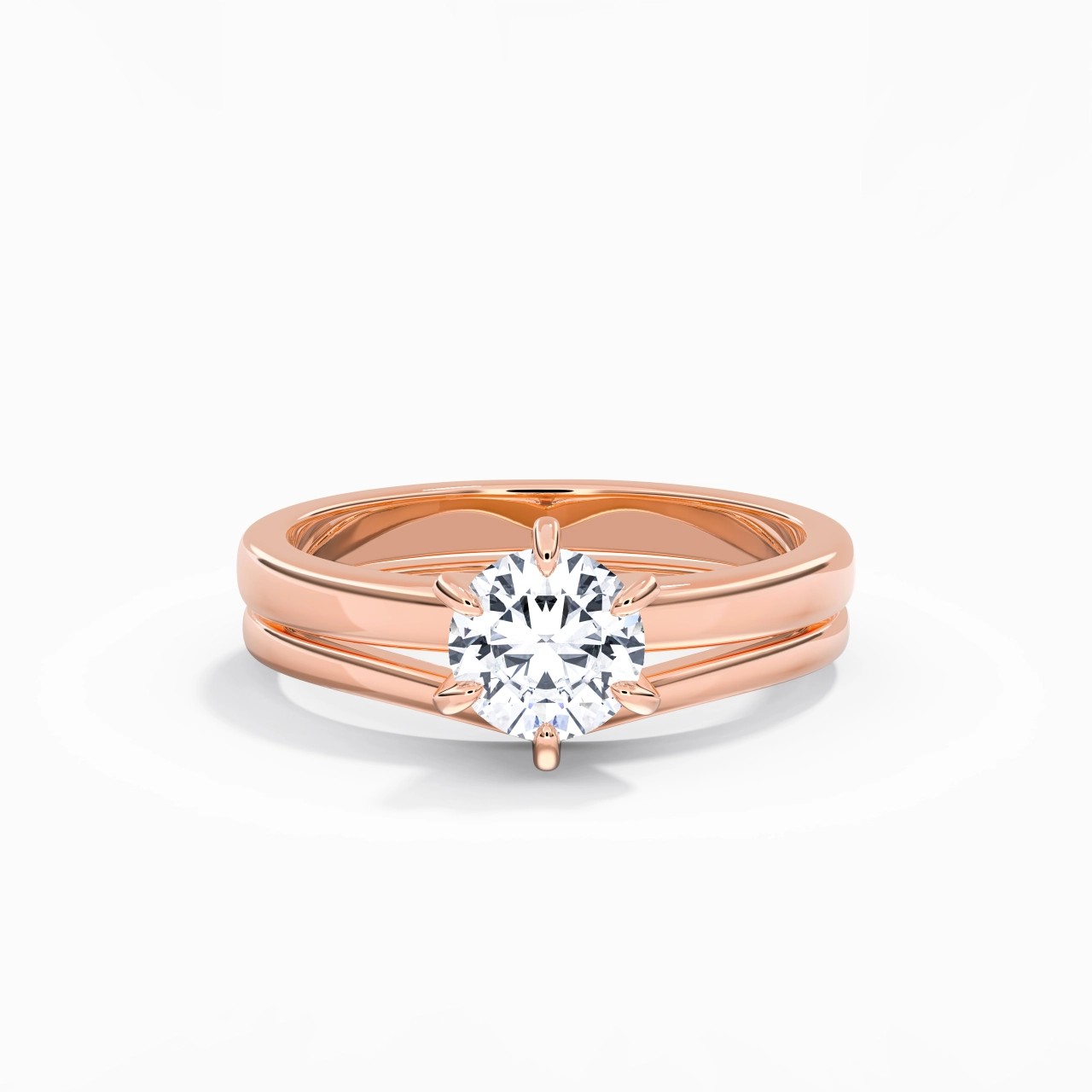 Classic Round Cut Wedding Ring Set