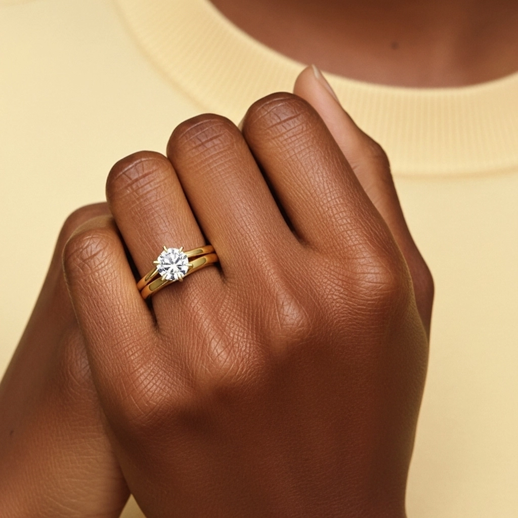 Classic Round Cut Wedding Ring Set