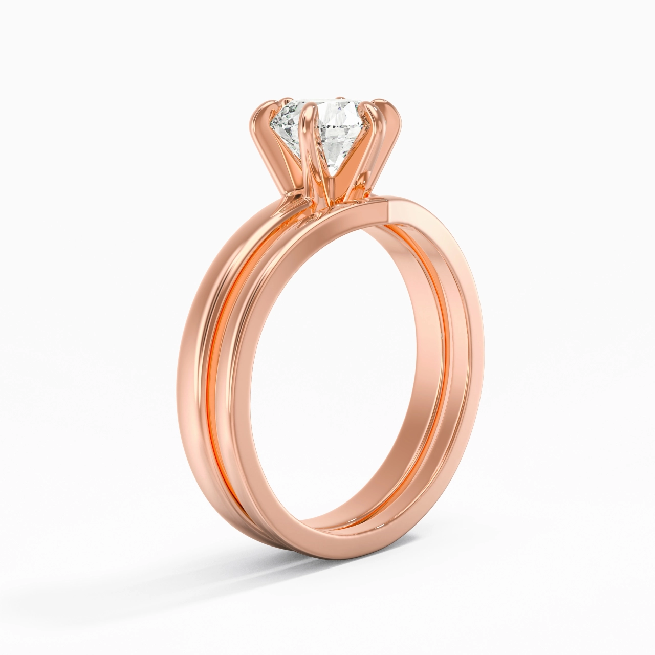Classic Round Cut Wedding Ring Set