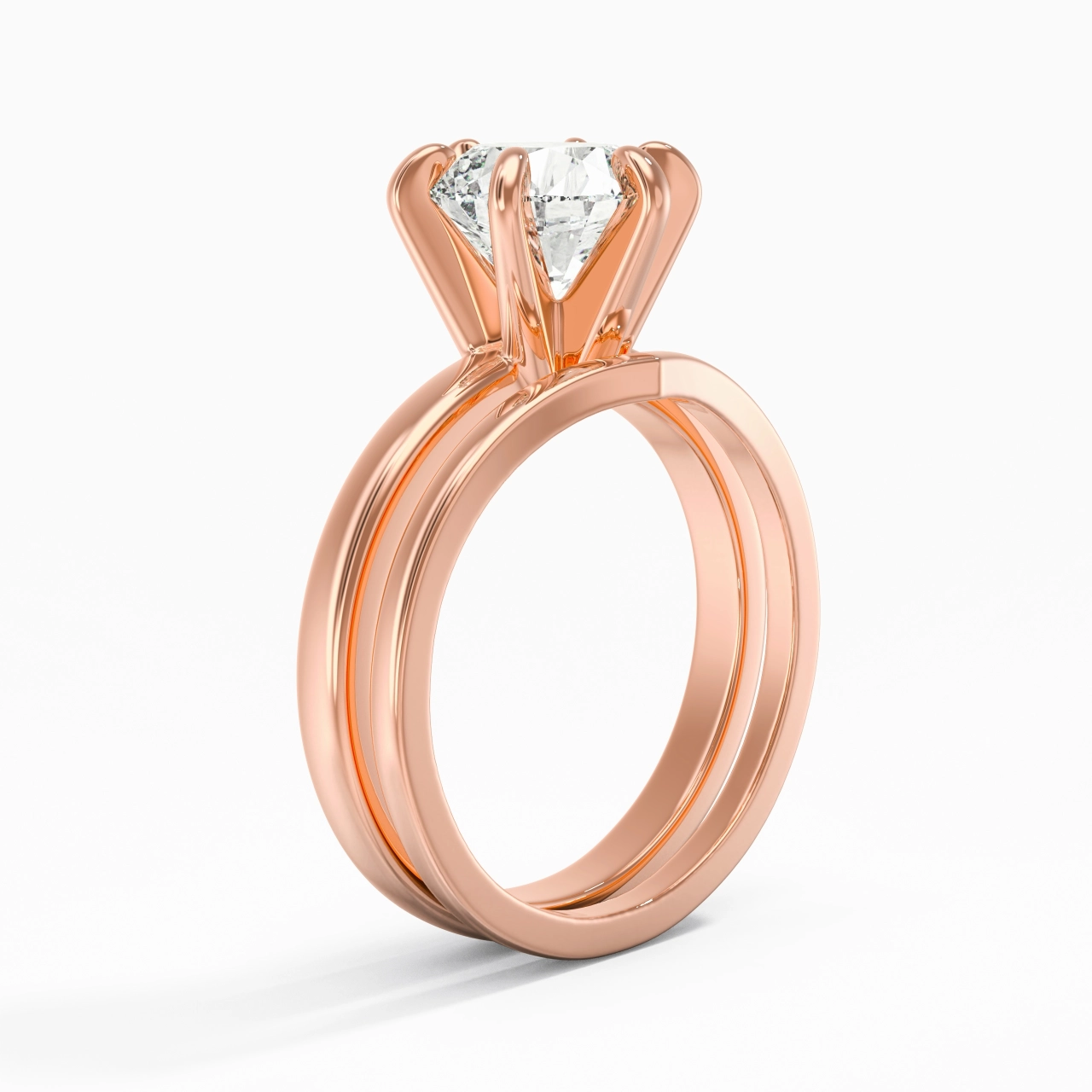 Classic Round Cut Wedding Ring Set