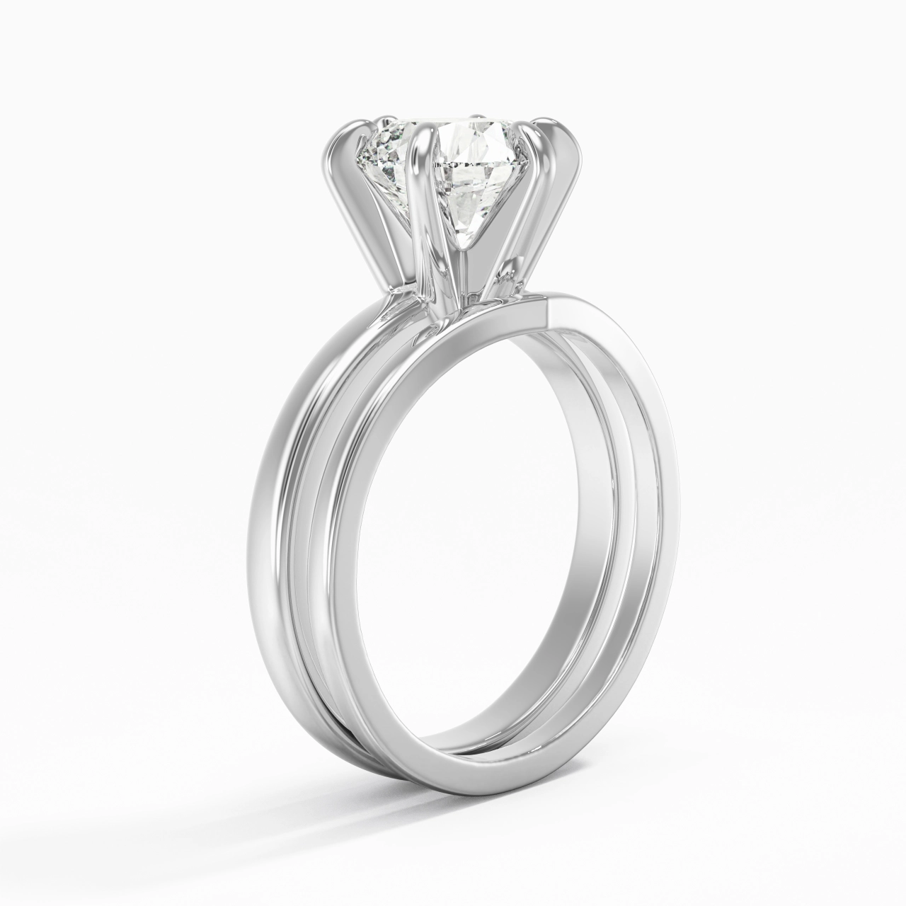 Classic Round Cut Wedding Ring Set