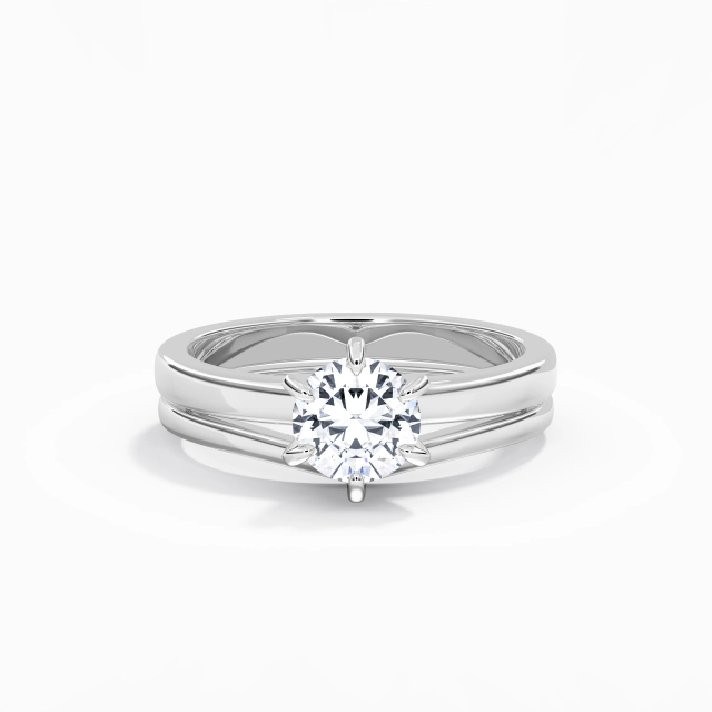 Moissanite Classic Solitaire Prong Wedding Ring Set Platinum Traditional Shank 1.00ct Round Cut For Women