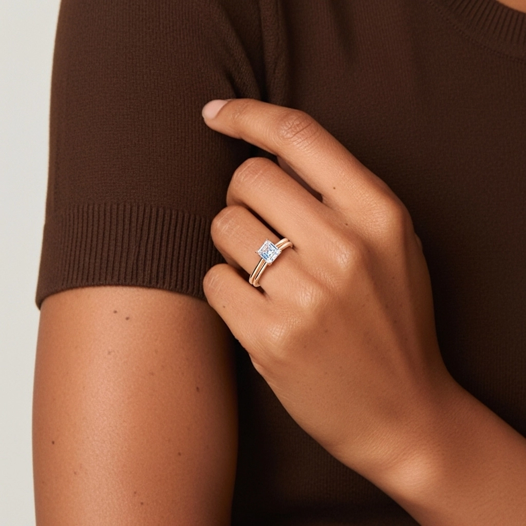 Cathedral East West Bridal Set 1.00ct Moissanite