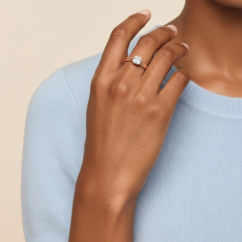 Cathedral East West Bridal Set 1.00ct Moissanite