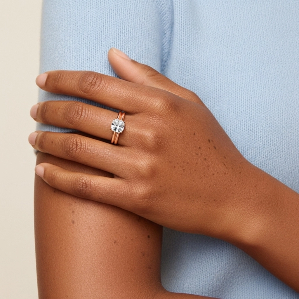 Cathedral East West Bridal Set 1.00ct Moissanite