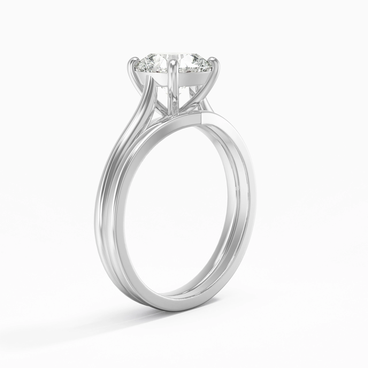 Cathedral East West Bridal Set 2.00ct Moissanite