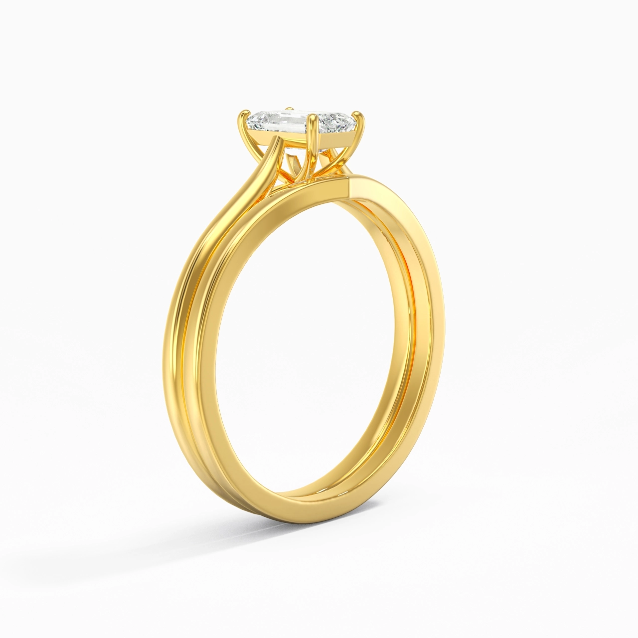 Cathedral East West Bridal Set 0.80ct Moissanite