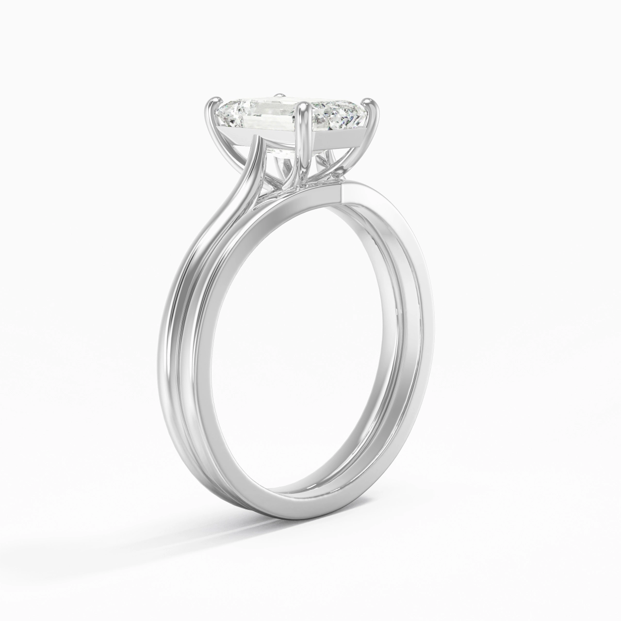 Cathedral East West Bridal Set 2.00ct Moissanite