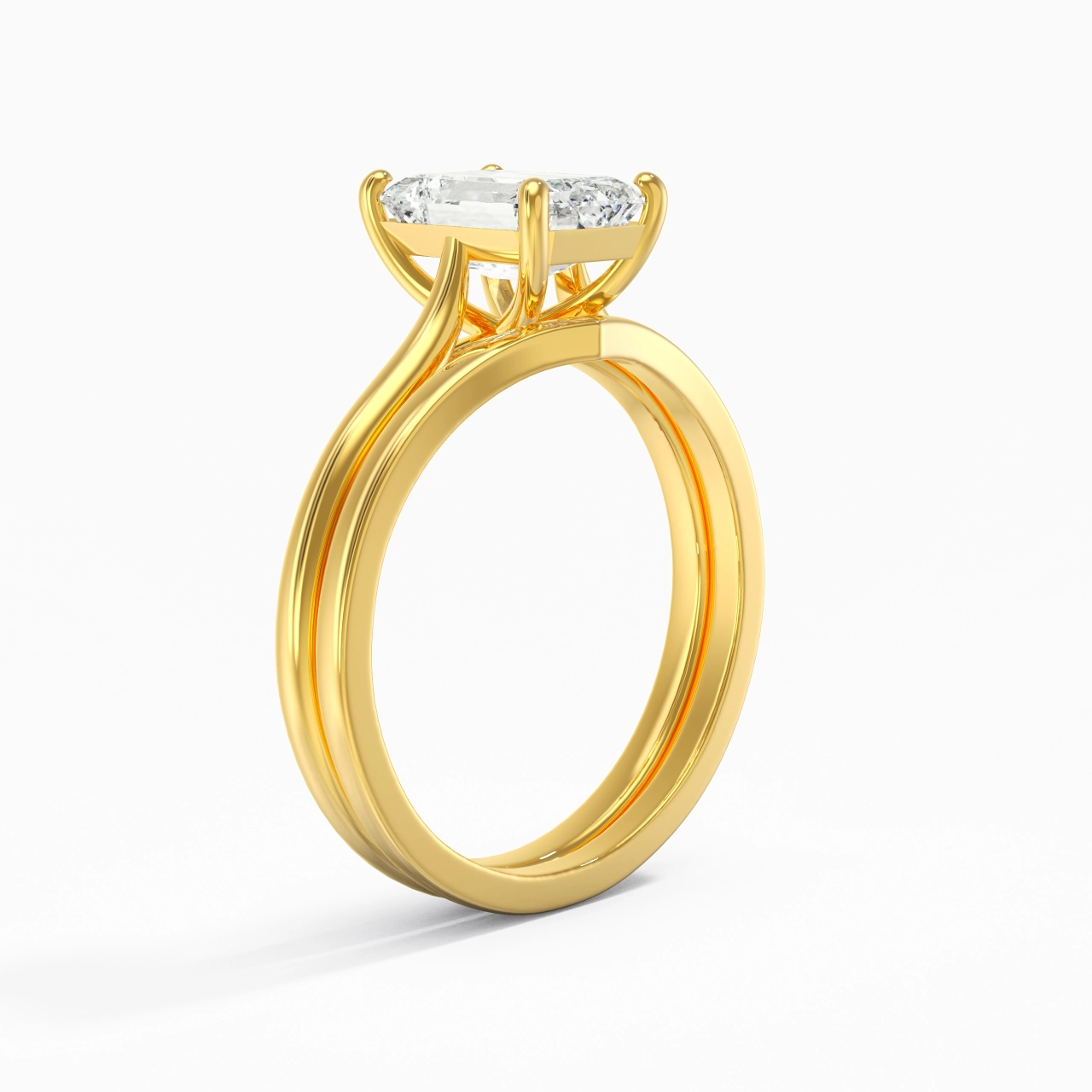 Cathedral East West Bridal Set 2.00ct Moissanite