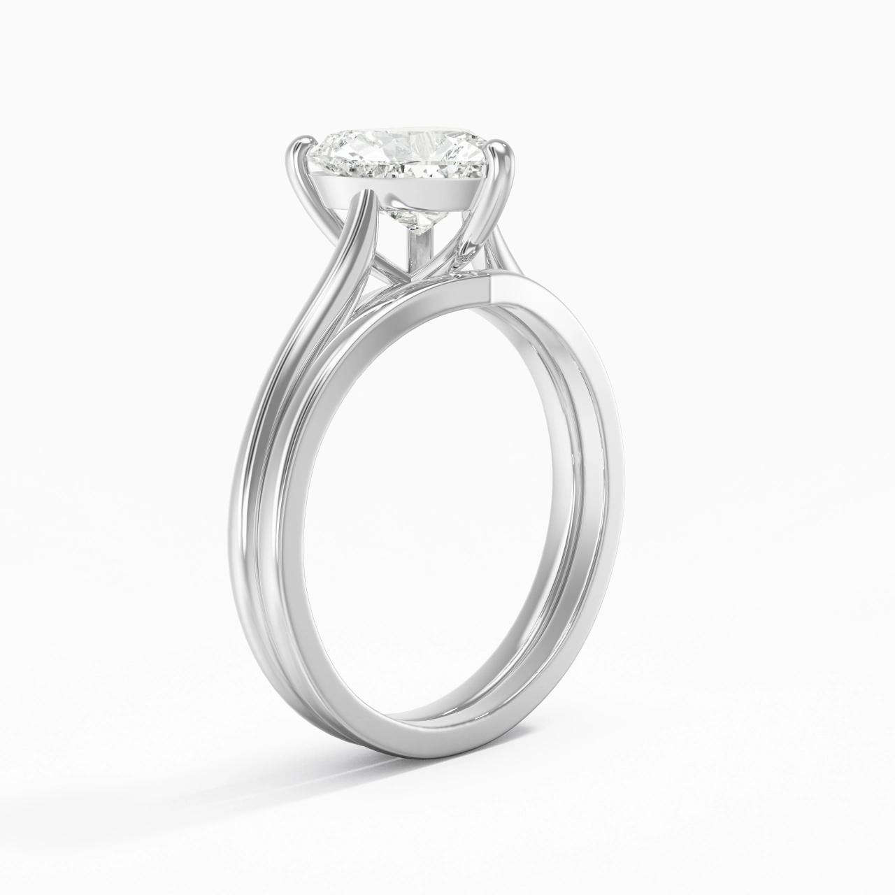 Cathedral East West Bridal Set 2.00ct Moissanite
