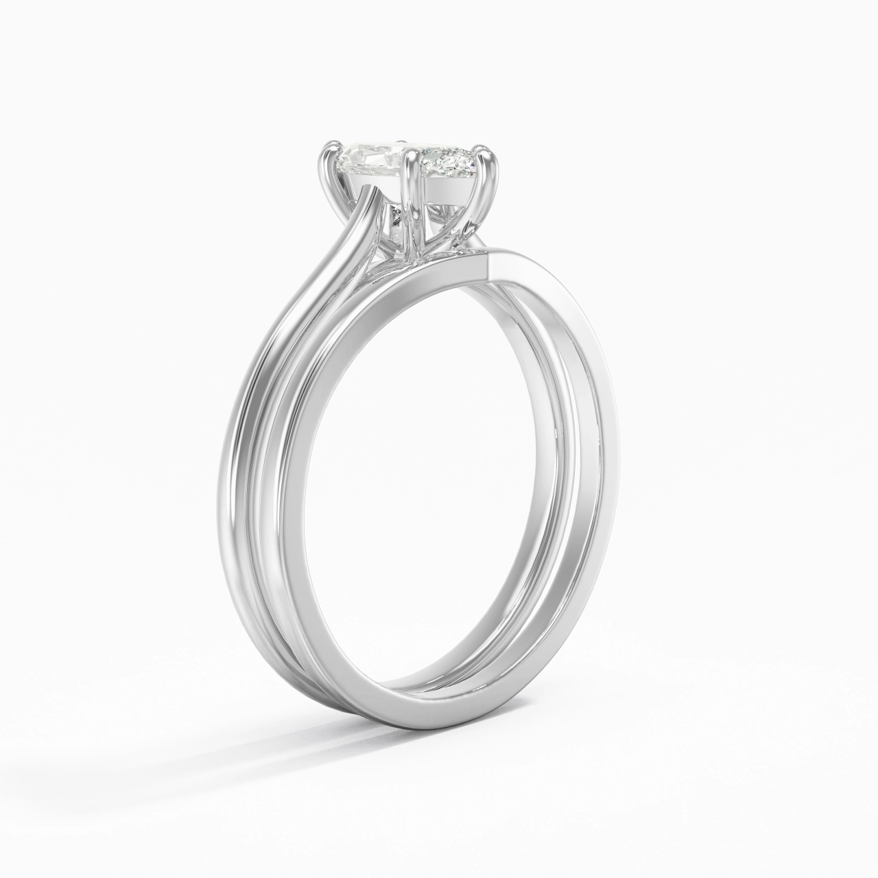 Cathedral East West Bridal Set 0.80ct Moissanite