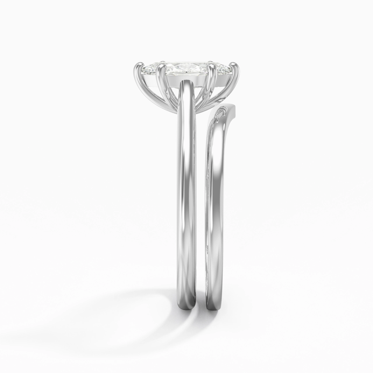 Cathedral East West Bridal Set 0.80ct Moissanite