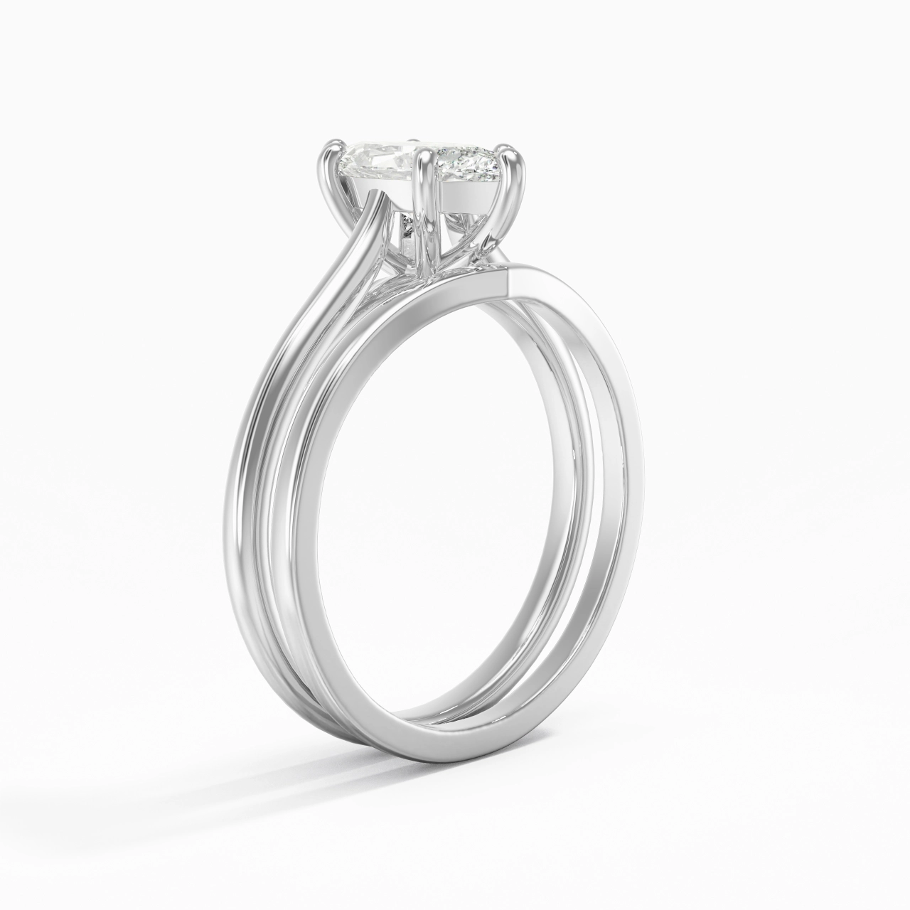 Cathedral East West Bridal Set 1.00ct Moissanite