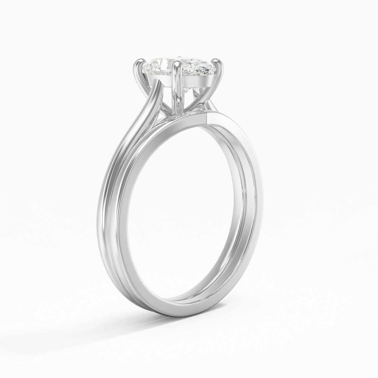 Cathedral East West Bridal Set 1.50ct Moissanite