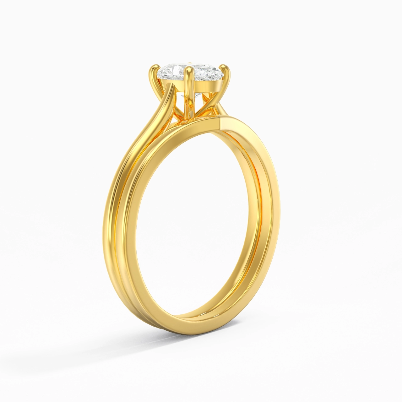 Cathedral East West Bridal Set 1.00ct Moissanite