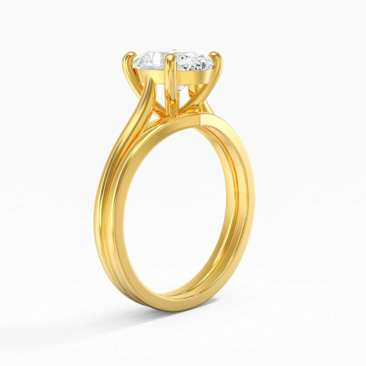 Cathedral East West Bridal Set 2.00ct Moissanite