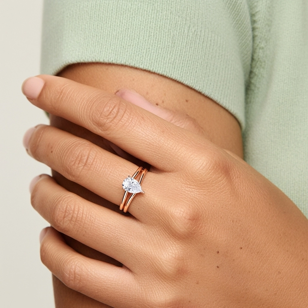 Cathedral East West Bridal Set 1.00ct Moissanite