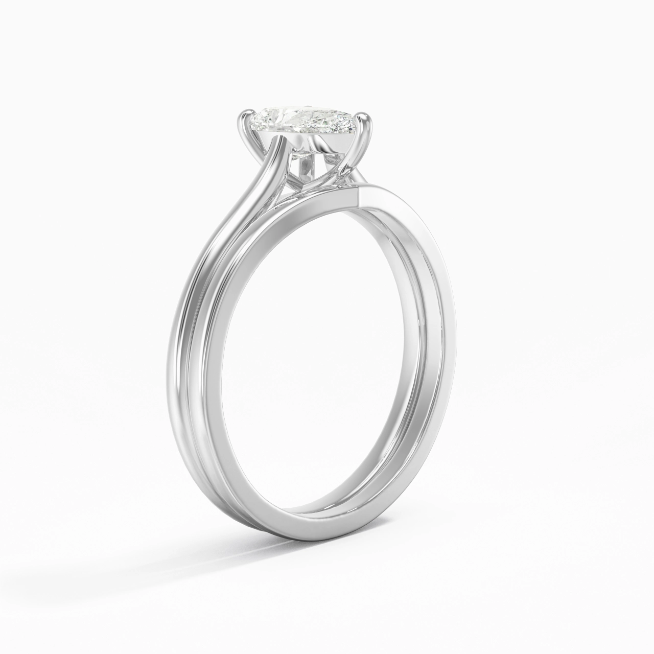 Cathedral East West Bridal Set 1.00ct Moissanite