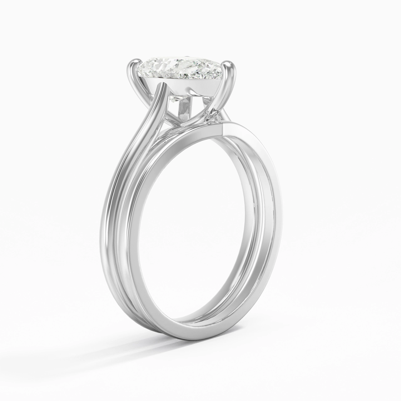 Cathedral East West Bridal Set 2.00ct Moissanite