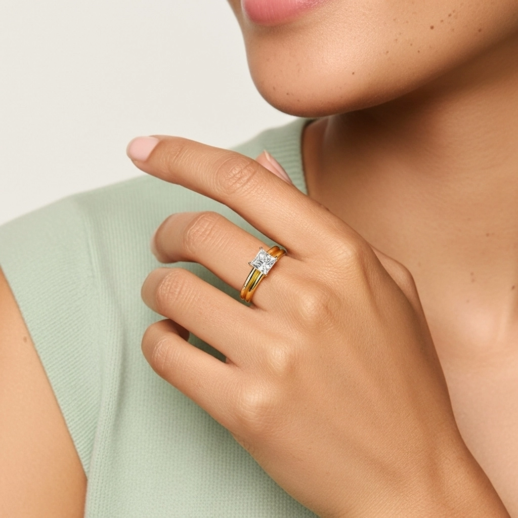 Cathedral East West Bridal Set 1.00ct Moissanite