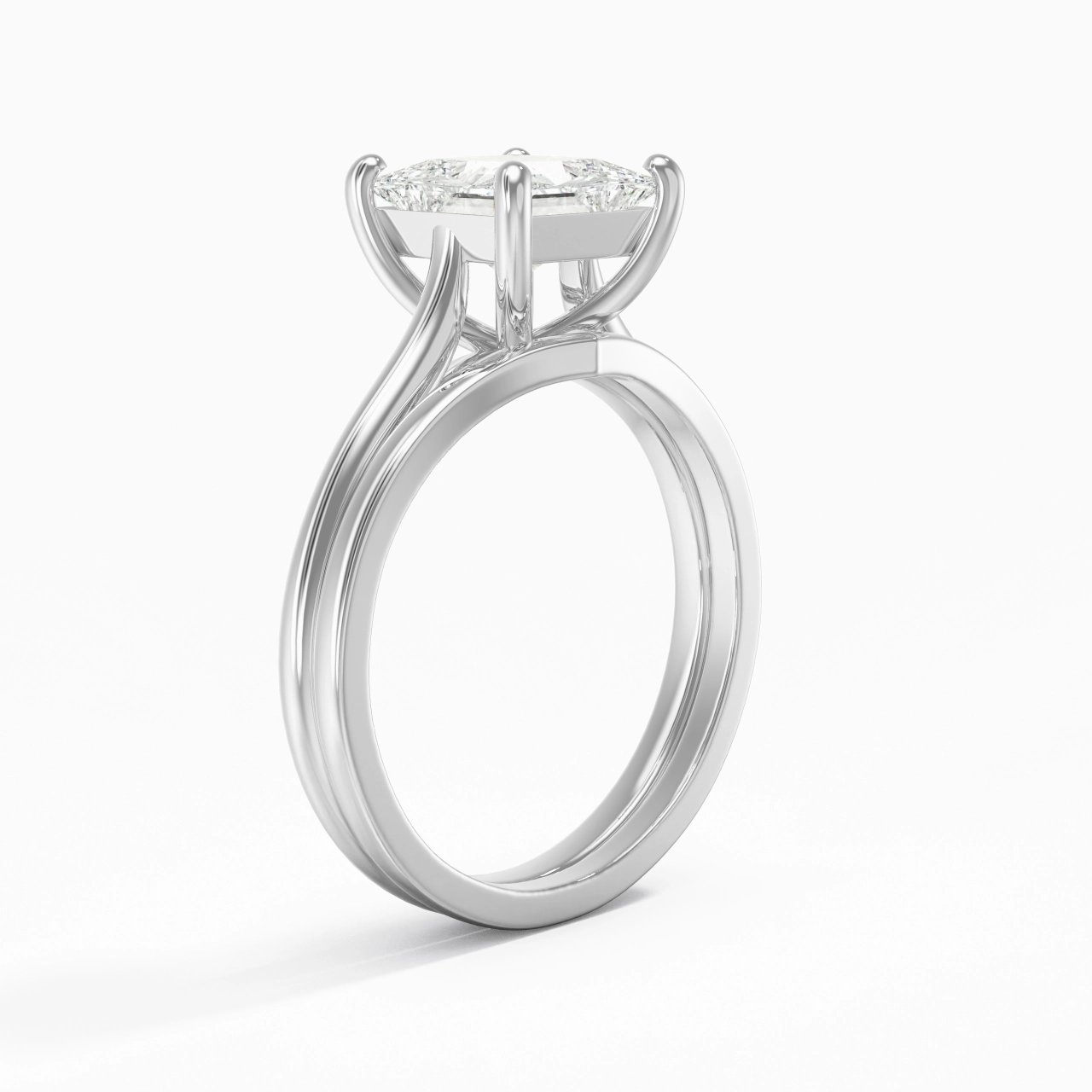 Cathedral East West Bridal Set 2.00ct Moissanite