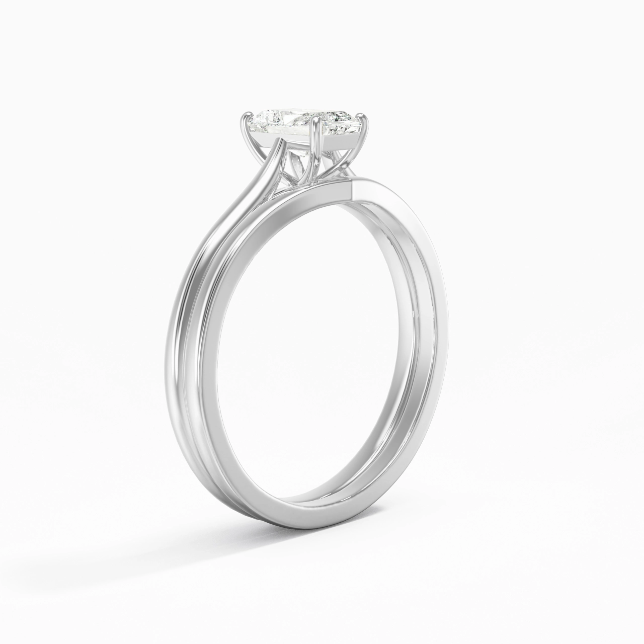 Cathedral East West Bridal Set 0.80ct Moissanite